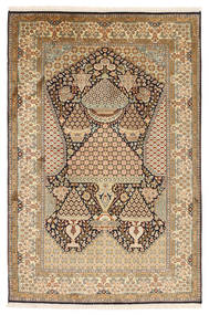 Kashmir Pura Seda Tapete 126X191 Oriental Feito A Mão Castanho Claro/Castanho (Seda, Índia)