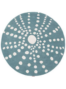 Sjöborre Handtufted - Blå/Grå Matta Ø 150 Modern Rund Turkosblå/Mörk Turkos (Ull, Indien)