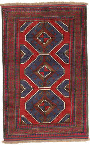 Beluch Tæppe 83X135 Ægte Orientalsk Håndknyttet Mørkerød/Mørkegrå (Uld, Afghanistan)