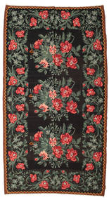 Kilim Rose Moldavia Szőnyeg 180X332 Keleti Kézi Szövésű Fekete/Sötétszürke (Gyapjú, Moldova)