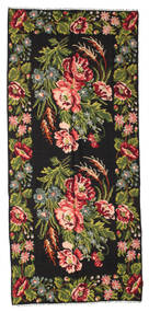 Rosekelim Moldavia Teppe 158X361 Ekte Orientalsk Håndvevd Teppeløpere Svart/Mørk Grønn (Ull, Moldova)