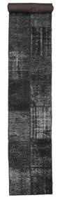 Patchwork Tappeto 79X604 Moderno Fatto A Mano Alfombra Pasillo Nero/Grigio Scuro (Lana, Turchia)