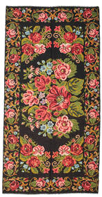 Rose Kelim Moldavia Rug 198X400 Authentic Oriental Handwoven Black/Rust Red (Wool, Moldova)
