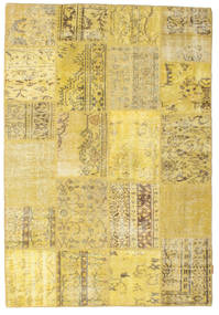 Patchwork Teppe 159X232 Ekte Moderne Håndknyttet Mørk Beige/Gul (Ull, Tyrkia)