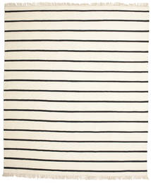 Dhurrie Stripe - Blanc/Noir Tapis 250X300 Moderne Tissé À La Main Beige/Gris Foncé Grand (Laine, Inde)