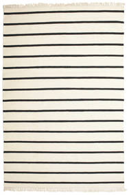 Dhurrie Stripe - Branco/Preto Tapete 200X300 Moderno Tecidos À Mão Bege/Cinza Escuro (Lã, Índia)