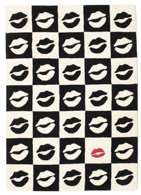 Chess Kiss Handtufted Tapete 160X230 Moderno Bege/Preto (Lã, Índia)