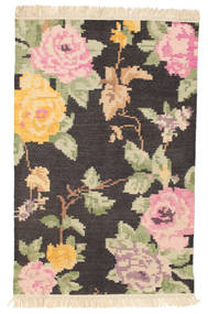 Kilim Karabakh Amira - Preto/Castanho Tapete 100X160 Moderno Tecidos À Mão Castanho Escuro/Luz Rosa (Lã, Índia)