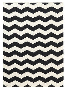 Echo Tapis 160X230 Moderne Tissé À La Main Noir/Beige (Coton, Inde)