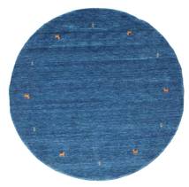 Gabbeh Loom Two Lines - Niebieski Dywan Ø 200 Nowoczesny Okrągły Ciemnoniebieski/Niebieski (Wełna, Indie)