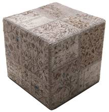 Patchwork Stool Ottoman Matto 50X50 Itämainen Käsinsolmittu Neliö Tummanharmaa/Tummanruskea (Villa, Turkki)