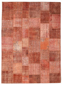 Patchwork 러그 268X370 정품
 모던 수제 러스트 레드/라이트 브라운/라이트 핑크 대형 (울, 터키)