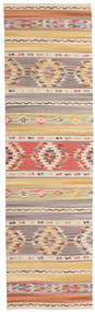 Kilim Nimrud Tapete 80X300 Moderno Tecidos À Mão Tapete Passadeira Castanho Claro/Cinzento Claro (Lã, Índia)