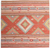 Kilim Mersin Tappeto 240X240 Moderno Tessuto A Mano Quadrato Ruggine/Rosso/Rosso Scuro (Lana, India)