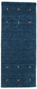 Gabbeh Loom Two Lines - Blu Scuro Tappeto 80X200 Moderno Alfombra Pasillo Blu Scuro (Lana, India)