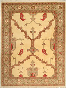 Tabriz 50 Raj Tapis 228X295 D'orient Fait Main Marron Clair/Beige Foncé (Laine/Soie, Perse/Iran)