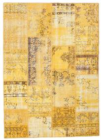 Patchwork Matto 162X227 Moderni Käsinsolmittu Keltainen/Vaaleanruskea (Villa, Turkki)