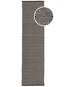 Diamond - Noir Tapis 80X300 Moderne Tissé À La Main Tapis Couloir Gris Foncé/Gris Clair (Coton, Inde)