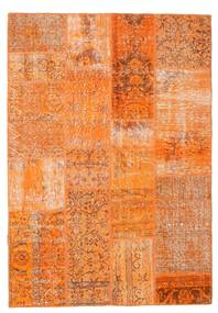 Patchwork Tapete 141X201 Moderno Feito A Mão Laranja/Castanho Claro (Lã, Turquia)