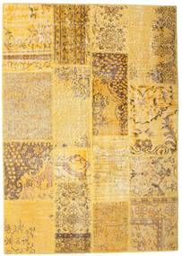Patchwork Tapete 141X200 Moderno Feito A Mão Amarelo/Bege Escuro (Lã, Turquia)