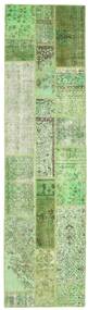 Patchwork Covor 81X304 Modern Lucrat Manual Verde Pastel/Lumina Verde (Lână, Turcia)