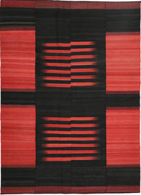 Kelim Moderni Matto 211X302 Moderni Käsinkudottu Musta/Ruoste (Villa, Persia/Iran)