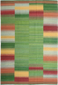 Kilim Modern Rug 197X296 Authentic
 Modern Handwoven Olive Green/Dark Red (Wool, Persia/Iran)