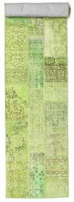 Patchwork Tapis 81X504 Moderne Fait Main Tapis Couloir Vert Clair/Blanc/Crème (Laine, Turquie)