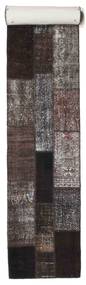 Patchwork Tapis 79X602 Moderne Fait Main Tapis Couloir Marron Foncé/Gris Clair (Laine, Turquie)