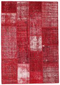 Patchwork Tapete 140X203 Moderno Feito A Mão Vermelho Escuro/Vermelho (Lã, Turquia)