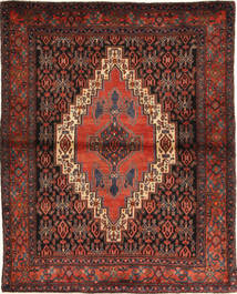 Senneh Rug 124X151 Authentic Oriental Handknotted Dark Red/Dark Grey (Wool, Persia/Iran)