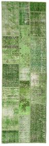 Patchwork Teppe 81X255 Ekte Moderne Håndknyttet Teppeløpere Mørk Grønn/Pastell Grønn (Ull, Tyrkia)