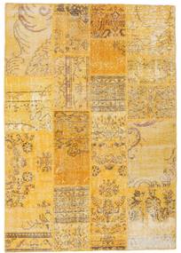 Patchwork Teppe 138X198 Ekte Moderne Håndknyttet Lysbrun/Gul (Ull, Tyrkia)