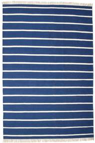 Dhurrie Stripe - Dark Blue Rug 220X320 Authentic
 Modern Handwoven Dark Blue/Beige (Wool, India)