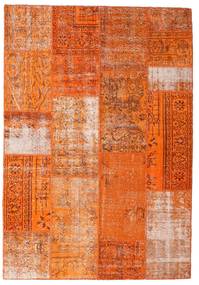 Patchwork Tæppe 162X234 Ægte Moderne Håndknyttet Orange/Rust (Uld, Tyrkiet)