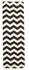 Echo Tapis 80X250 Moderne Tissé À La Main Tapis Couloir Beige/Noir (Coton, Inde)