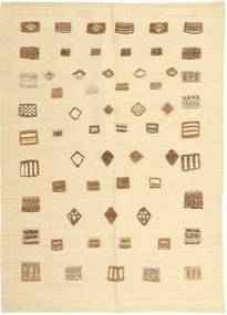 Kelim Moderne Vloerkleed 140X201 Echt Modern Handgeweven Beige/Donkerbeige (Wol, Perzië/Iran)