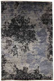 Damask Tapete 199X303 Moderno Feito A Mão Preto/Cinza Escuro ( Índia)