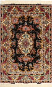 Tabriz#70 Raj Silkesvarp Sighned: Izadi Matta 100X154 Äkta Orientalisk Handknuten Ljusbrun/Mörkbrun (Ull, Persien/Iran)