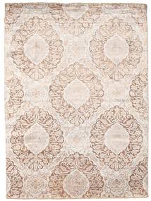 Damask Tapete 176X241 Moderno Feito A Mão Branco/Creme/Bege/Cinzento Claro ( Índia)