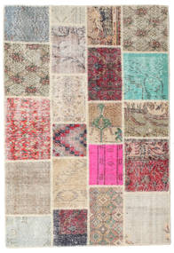 Patchwork Tapete 138X203 Moderno Feito A Mão Cinzento Claro/Bege (Lã, Turquia)