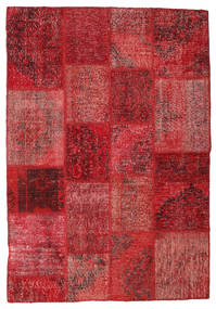 Patchwork Tapete 138X201 Moderno Feito A Mão Vermelho Escuro/Vermelho (Lã, Turquia)