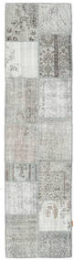 Patchwork Tapijt 79X302 Echt Modern Handgeknoopt Tapijtloper Lichtgrijs (Wol, Turkije)