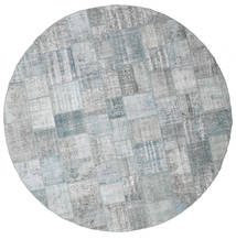 Patchwork Matto Ø 400 Moderni Käsinsolmittu Pyöreä Vaaleanharmaa Isot (Villa, Turkki)