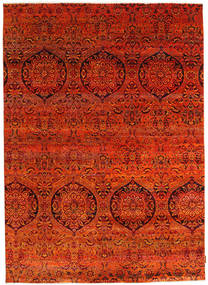 Sari Pure Silk Rug 174X243 Authentic
 Modern Handknotted Rust Red/Orange (Silk, India)