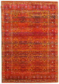 Sari 순수 실크 러그 172X246 정품
 모던 수제 러스트 레드/오렌지 (실크, 인도)