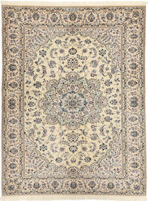 Nain 6La Habibian Tæppe 144X198 Ægte Orientalsk Håndknyttet Lysebrun/Beige (Uld/Silke, Persien/Iran)