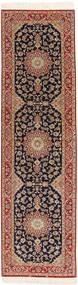 Isfahan Fio De Seda Tapete 83X310 Oriental Feito A Mão Tapete Passadeira Castanho Claro/Porpora Escuro (Lã/Seda, Pérsia/Irão)