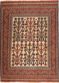 Kilim Golbarjasta Tapis 212X285 D'orient Tissé À La Main Marron Foncé/Rouge Foncé (Laine, Afghanistan)