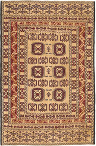 Kilim Golbarjasta Tapis 135X210 D'orient Tissé À La Main Marron Clair/Rouge Foncé (Laine, Afghanistan)